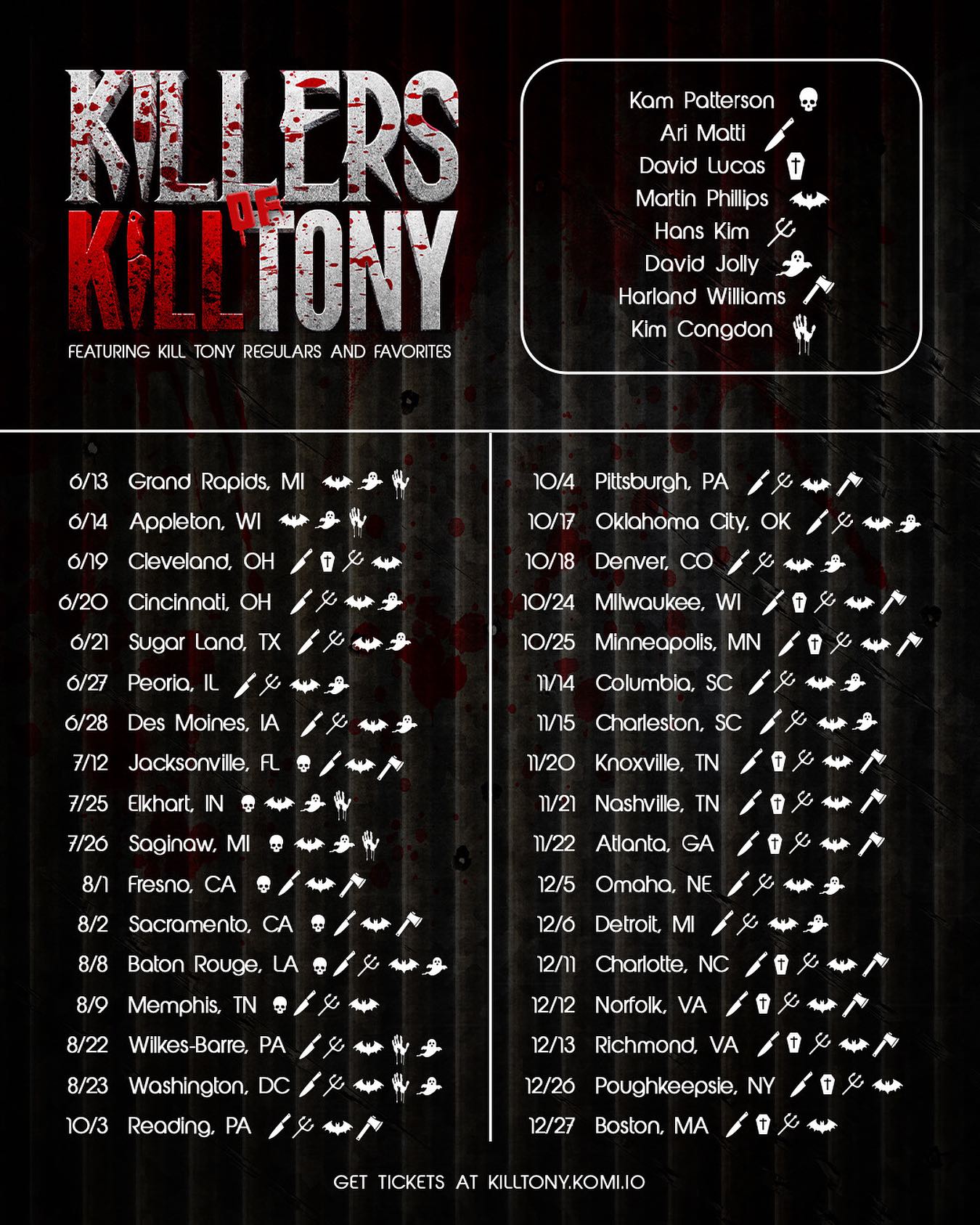 Killers of Kill Tony Tour Poster 2026